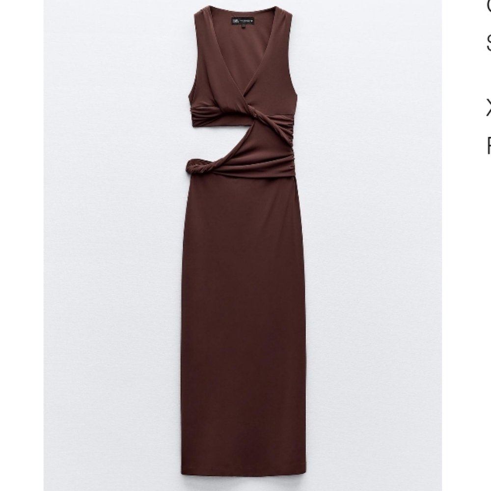 Zara Brown Asymmetrical Sheath Dress Cocktail